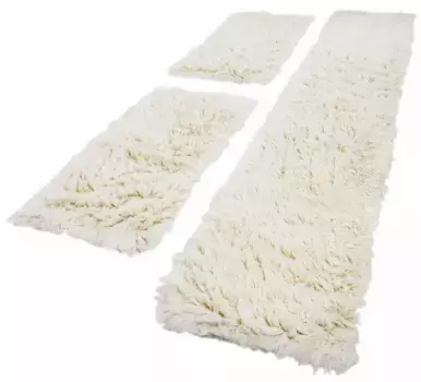 Бордюр кровати THEKO "Flokos 2", комплект направляющих, глубокий ворс, однотонные цвета, чистая шерсть, ручное плетение Ш/Д (мост): 70х140 см (2 шт.), Ш/Д (рейка): 70х340 см (1 шт.), цвет natur