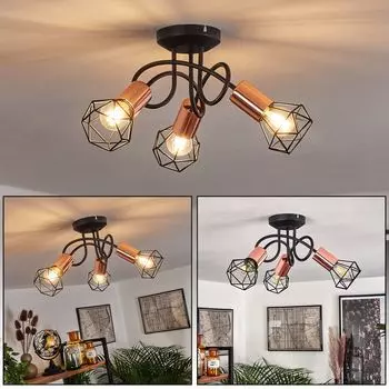 »Borio« Потолочный светильник с 3 лампами из металла черного/медного цвета. hofstein, серебро