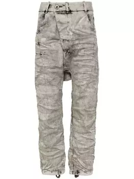 Boris Bidjan Saberi джинсы средней посадки с низким шаговым швом, серый