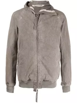 Boris Bidjan Saberi куртка асимметричного кроя с капюшоном, серый