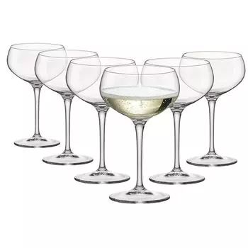 Bormioli Rocco BARTDER Бокалы для шампанского-купе — итальянские бокалы для блюдца для вина Prosecco SPLING — 305 мл — прозрачные — упаковка из 12 шт