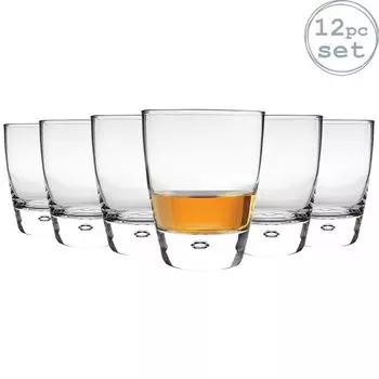 Bormioli Rocco Luna Clear Dome Base Двойные старомодные стаканы — 340 мл — Упаковка из 12 шт, коричневый