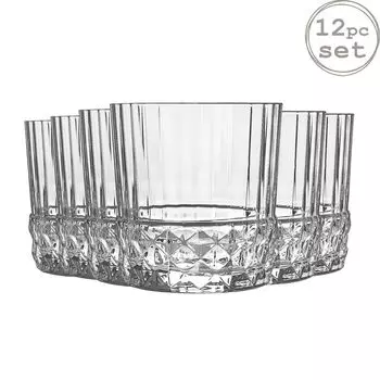 Bormioli Rocco Набор из 12 стаканов для виски «Америка 20-х годов» — винтажные стаканы для шотландского виски в стиле ар-деко — 380 мл