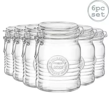 Bormioli Rocco Officina 1825 Стеклянная банка для хранения с герметичной крышкой, 750 мл, 6 шт. в упаковке, белый