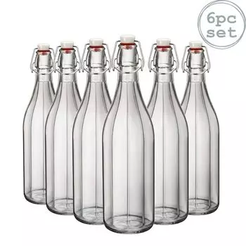 Bormioli Rocco Oxford прозрачное вино для воды, сервировочная бутылка с откидной крышкой, 1000 мл, упаковка из 6 шт