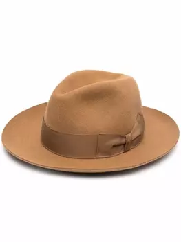 Borsalino шляпа-федора с лентой, коричневый