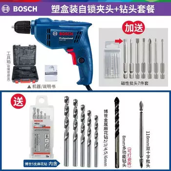 Дрель электрическая Bosch GBM 400, 400W + комплект насадок, 7 штук