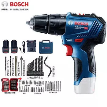 Дрель электрическая Bosch GSB 12V-30 + два аккумулятора, зарядное устройство, сверла, насадки