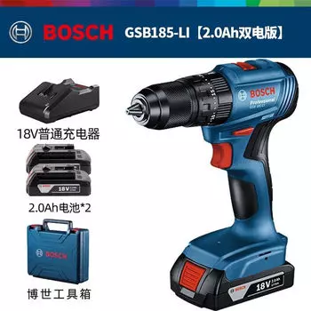 Дрель электрическая Bosch GSB 185-LI + два аккумулятора 12V/2.0Ah, зарядное устройство, кейс