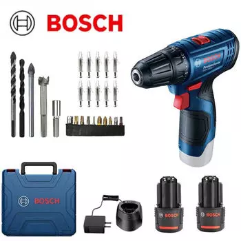 Дрель электрическая Bosch GSR 120-Li + сверла, два аккумулятора, зарядное устройство, кейс