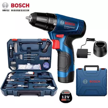 Дрель электрическая Bosch GsR 120-Li + набор инструментов, аккумулятор, зарядное устройство