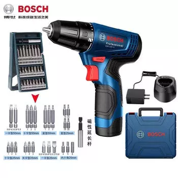 Bosch литиевая электрическая ручная дрель, отвертка, аккумуляторная дрель, набор ящиков для электрических инструментов GSR120-LI