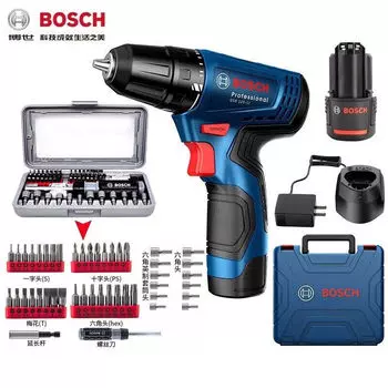 Bosch литиевая электрическая ручная дрель, отвертка, аккумуляторная дрель, набор ящиков для электрических инструментов GSR120-LI