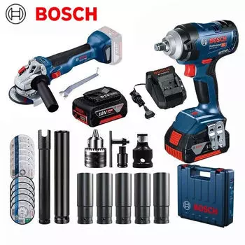 Bosch литиевый электрический гаечный ключ, угловая шлифовальная машина, режущий электромеханический молоток, ударная дрель, комбинация бесщеточного пневматического пистолета