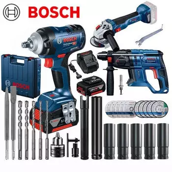 Bosch литиевый электрический гаечный ключ, угловая шлифовальная машина, режущий электромеханический молоток, ударная дрель, комбинация бесщеточного пневматического пистолета