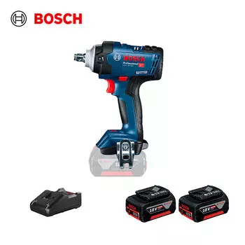 Bosch Литиевый ударный гайковерт Bosch, перезаряжаемый электрический ключ 18 В, наконечник, аккумулятор 5,0 Ач2, 1 заряд GDS18V-400