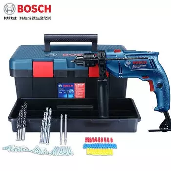 Дрель пистолетная Bosch GSB550 с ящиком для инструментов