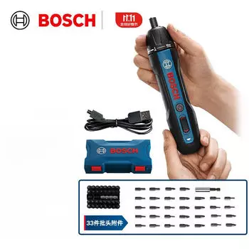 Отвертка электрическая Bosch + набор инструментов, 33 штуки