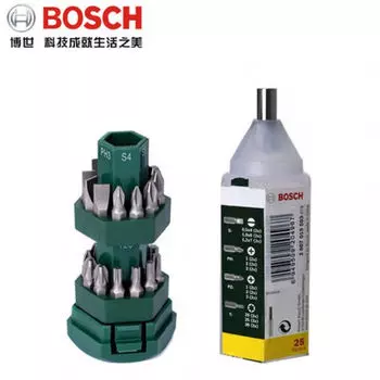 Bosch Набор из 25 небольших вихревых электрических отверток, шестиугольные зеленые насадки в форме цветка сливы