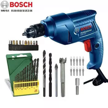 Bosch ручная электродрель бытовая GBM340 электрическая отвертка профессиональный набор бесконечная скорость