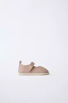 Босоногие кожаные спортивные балерины ZARA, розовый