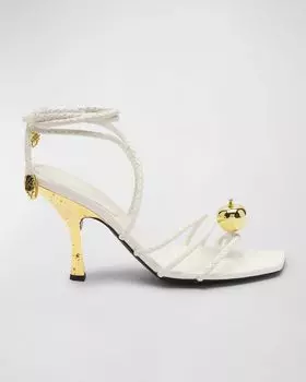 Босоножки Adam с ремешками Apple и запахом на щиколотке Bottega Veneta, цвет White