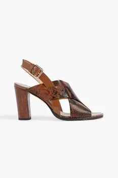 Босоножки Aix 85 со змеиным эффектом и пяткой на пятке JIMMY CHOO, загар