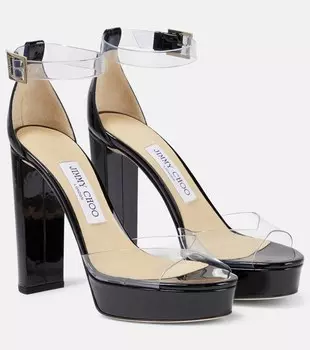 Босоножки Albi 120 на платформе из ПВХ и кожи Jimmy Choo, черный
