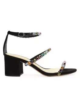Босоножки Alexa с кристаллами и замшей на блочном каблуке Alexandre Birman, черный
