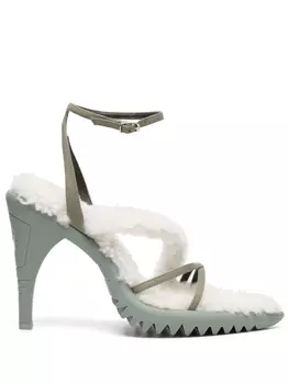 Босоножки Allen с мехом Off-White, зеленый