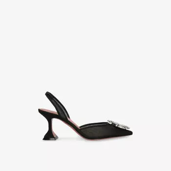 Босоножки Amina Muaddi Begum sling на каблуке с сетчатым верхом, черный