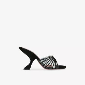 Босоножки Amina Muaddi Mookie на каблуке из замши и ПВХ, мультиколор