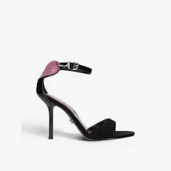 Босоножки Amore на каблуке из искусственной кожи, украшенные кристаллами Carvela, черный