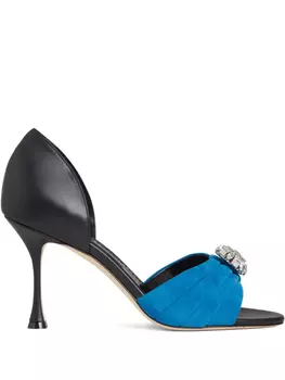 Босоножки Ansak 90 со сборками Manolo Blahnik, синий