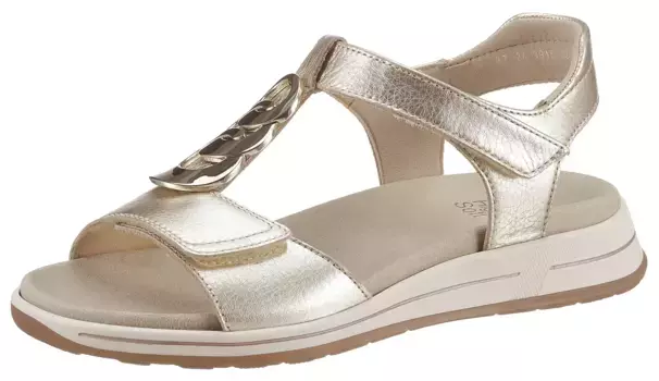 Босоножки Ara с ремешками "OSAKA", летняя обувь, босоножки, танкетка, с декоративным элементом, ширина H, цвет Goldfarben