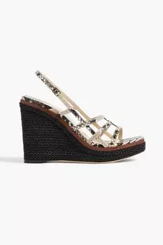 Босоножки Ariela 110 из кожи со змеиным эффектом на танкетке с пяткой на пятке JIMMY CHOO, животный принт