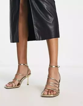 Босоножки ASOS DESIGN Hamper Strappy Mid Heeled, золотой
