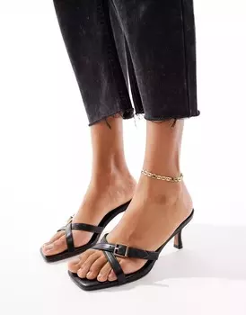 Босоножки Asos Design Hendrix Buckle Detailed Kitten Heeled, черный