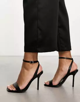 Босоножки Asos Design Nali Barely There Heeled Pu, черный
