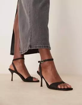 Босоножки ASOS DESIGN Wide Fit Hollow на едва заметном каблуке черного цвета