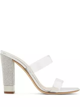 Босоножки Aurelia на декорированном каблуке Giuseppe Zanotti, серебристый