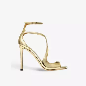 Босоножки azia 110 на каблуке из жидкометаллической кожи Jimmy Choo, желтый
