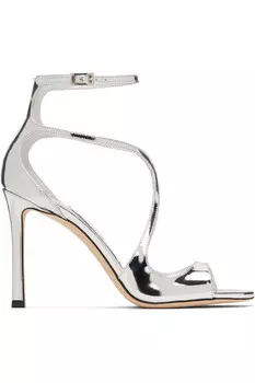 Босоножки Azia 95 на каблуке Jimmy Choo, серебряный