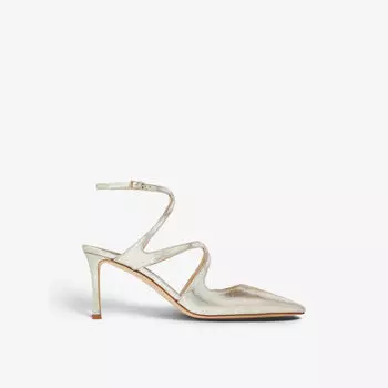 Босоножки Azia на каблуке из кожи с блестками Jimmy Choo, цвет champagne