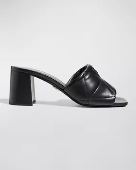 Босоножки без шнуровки из стеганой кожи на блочном каблуке 65 мм Prada