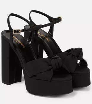 Босоножки Bianca 125 на платформе в рубчик Saint Laurent, черный