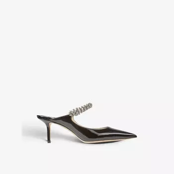 Босоножки Bing 65 на каблуке из лакированной кожи, украшенные кристаллами Jimmy Choo, черный