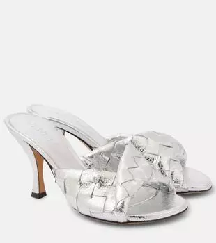Босоножки Blink Intrecciato 80 из металлизированной кожи Bottega Veneta, серебряный