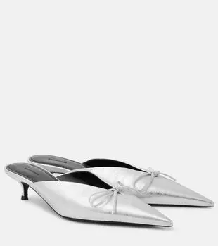 Босоножки Bow 40 с металлизированной кожей и ножом Balenciaga, серебряный