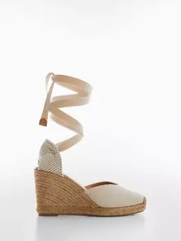 Босоножки Cabo Espadrille на танкетке Mango, светло-бежевый
